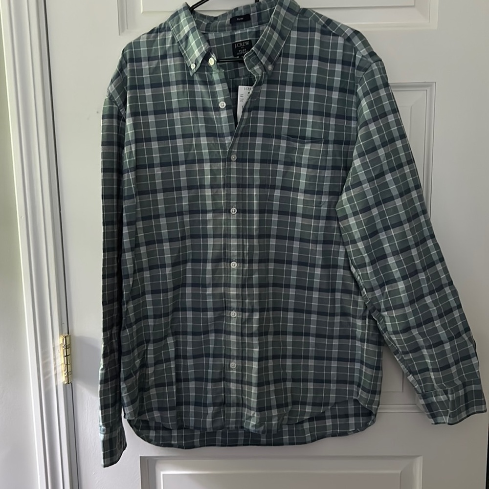Men’s J.Crew slim flex Oxford XL green/blue plaid